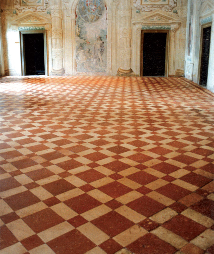 Pavimento in cotto fatto a mano Nocciolato - Villa Barbarigo - Noventa Vicentina (VI) Secolo XVI - Sala Paradiso